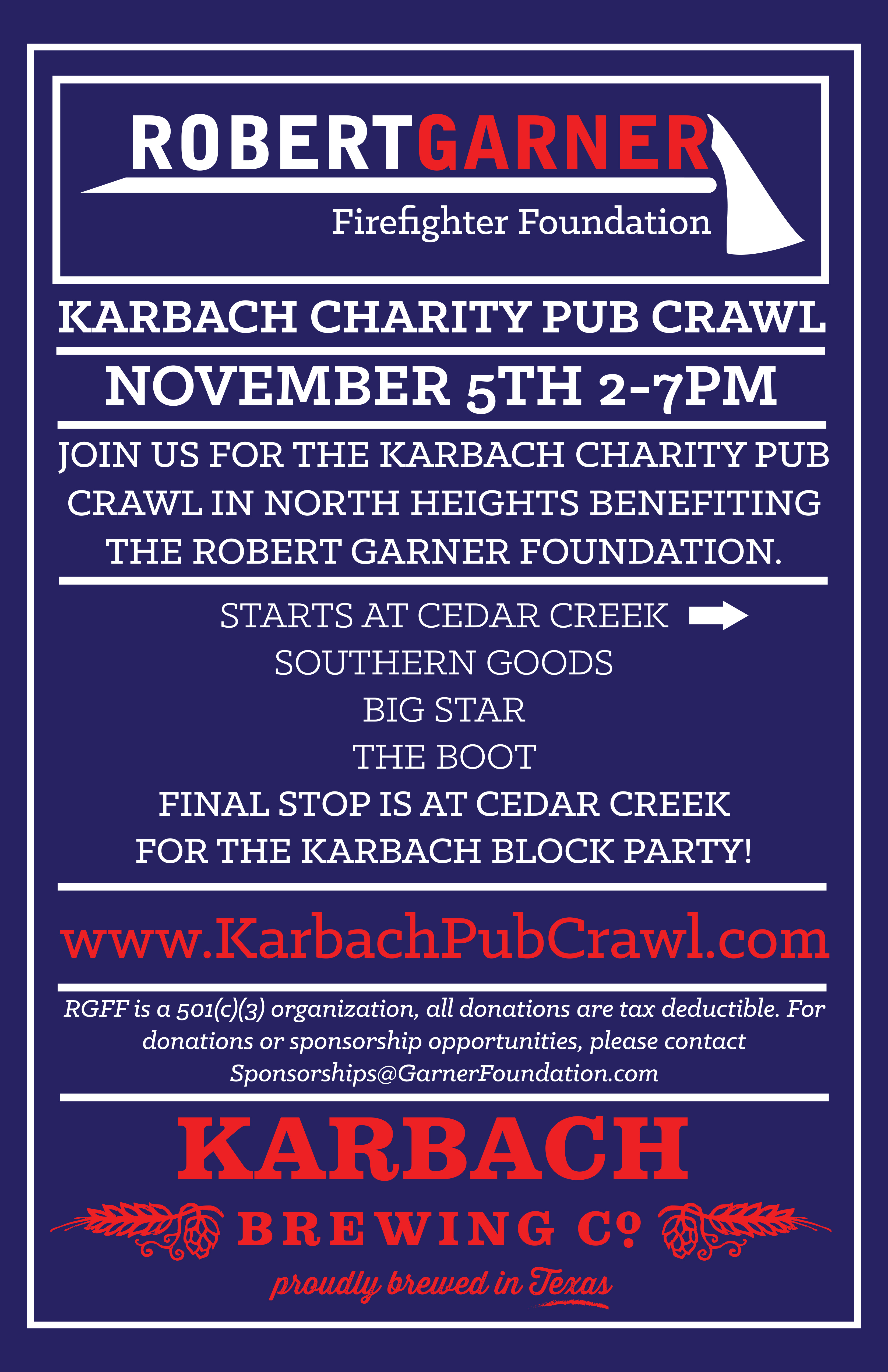 Karbach Charity Pub Crawl @ cedar creek | Houston | Texas | United States